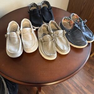 4 pair size 10 Hey Dudes